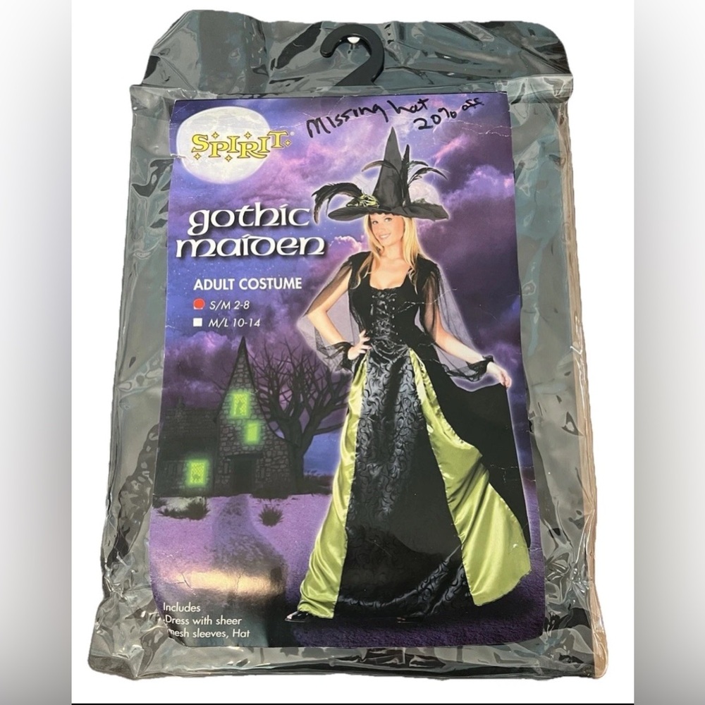 Witch Halloween Costume Black Velvet Green Satin Sz 2-8 Goth Maiden Renaissance